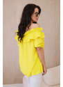 K-Fashion Španělská halenka s ozdobným volánem žlutý