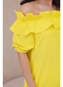 K-Fashion Španělská halenka s ozdobným volánem žlutý