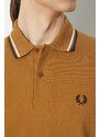 Bavlněné polo tričko Fred Perry Twin Tipped Shirt hnědá barva, M12.V46