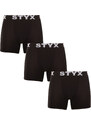 3PACK pánské boxerky Styx long sportovní guma černé (3U960)