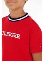 Dětské tričko Tommy Hilfiger červená barva, s potiskem