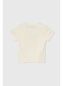 Dětské bavlněné tričko Vans TROPIC CHECK CREW béžová barva