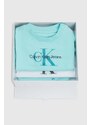 Dětská bavlněná souprava Calvin Klein Jeans tyrkysová barva