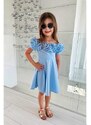 By Mini - butik Maxi točivé šaty frill sky blue