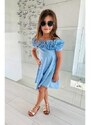By Mini - butik Maxi točivé šaty frill sky blue