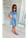 By Mini - butik Maxi točivé šaty frill sky blue