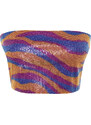 Trendyol Multi Color Patterned Crop Lined Glitter Sequin Sequin Bustier