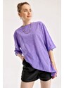 Bigdart 4123 Oversized T-Shirt with a slit - Purple