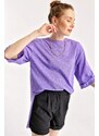 Bigdart 4123 Oversized T-Shirt with a slit - Purple