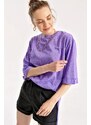 Bigdart 4123 Oversized T-Shirt with a slit - Purple