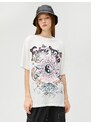 Koton Oversize Printed T-Shirt Short Sleeve Crew Neck Cotton