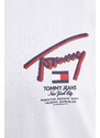 Bavlněné šaty Tommy Jeans bílá barva, mini, oversize