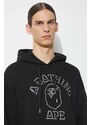 Mikina A Bathing Ape Rhinestone College Pullover Hoodie pánská, černá barva, s kapucí, s aplikací, 1K30114306