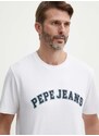 Bavlněné tričko Pepe Jeans béžová barva, s potiskem