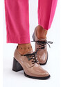 Kesi Béžové dámské patentované boty na vysokém podpatku Nelione