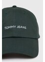 Bavlněná baseballová čepice Tommy Jeans zelená barva