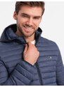 Ombre Clothing Pánská prošívaná bunda baggy - tmavě modrá V1 OM-JALP-0156