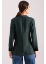 armonika Women's Emerald Herringbone Pattern Fold Sleeve Single Button Cachet Jacket