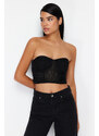 Trendyol Black Body-Sitting Knitted Lace Bustier