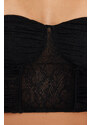 Trendyol Black Body-Sitting Knitted Lace Bustier