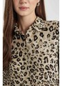 DEFACTO Regular Fit Shirt Collar Printed Long Sleeve Tunic