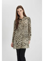 DEFACTO Regular Fit Shirt Collar Printed Long Sleeve Tunic