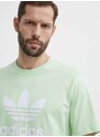 Bavlněné tričko adidas Originals zelená barva, s potiskem, IR7979