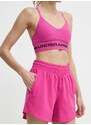 Tréninkové šortky Under Armour Flex růžová barva, hladké, high waist, 1376933