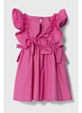 Dětské bavlněné šaty Pinko Up růžová barva, mini