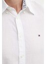 Košile s příměsí lnu Tommy Hilfiger bílá barva, regular, s límečkem button-down, MW0MW34632