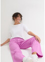 bonprix Lněné kalhoty s širokými nohavicemi Pink