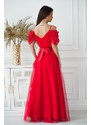 Bicotone Červené dlouhé tylové šaty Grace