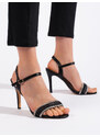 Shelvt Women's elegant black stiletto sandals