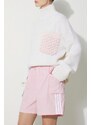 Kraťasy adidas Originals 3S Cargo Shorts dámské, růžová barva, s aplikací, high waist, JH1076