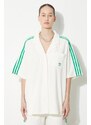 Košile adidas Originals Resort Shirt dámská, béžová barva, relaxed, s klasickým límcem, JH0614