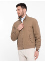 Ombre Harrington men's jacket with stand-up collar and check lining - brown