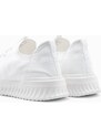 Ombre Men's ankle sneakers in combined materials - white and beige