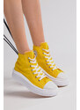 Tonny Black Women's Yellow Comfortable Fit Thick Soled Long Sneakers.