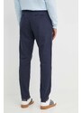 Kalhoty s příměsí lnu Tommy Hilfiger tmavomodrá barva, ve střihu chinos