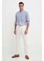 Kalhoty s příměsí lnu Tommy Hilfiger béžová barva, ve střihu chinos