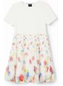Dívčí šaty Desigual bílá barva, mini
