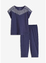 bonprix Capri pyžamo z lehké bavlny s výšivkou Modrá