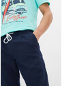 bonprix Kalhoty bez zapínání s podílem lnu, Regular Fit Straight Modrá