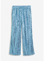 bonprix Kalhoty s pajetkami, kapsami a podšívkou, široké nohavice Modrá