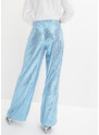 bonprix Kalhoty s pajetkami, kapsami a podšívkou, široké nohavice Modrá