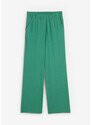 bonprix Široké žerzejové kalhoty s vysokým, pohodlným pasem Zelená