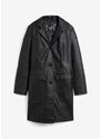 bonprix Lehký kabát z umělé kůže s límcem s klopou, vypasovaný Černá