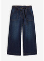 bonprix Ultra měkké 7/8 džíny s vysokým pasem a páskem na zavazování, Loose Fit Modrá