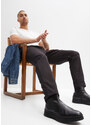 bonprix Strečové chino kalhoty bez zapínání, zkrácená délka, Regular Fit Tapered Černá
