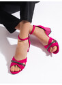 GOODIN Women's suede fuchsia sandals